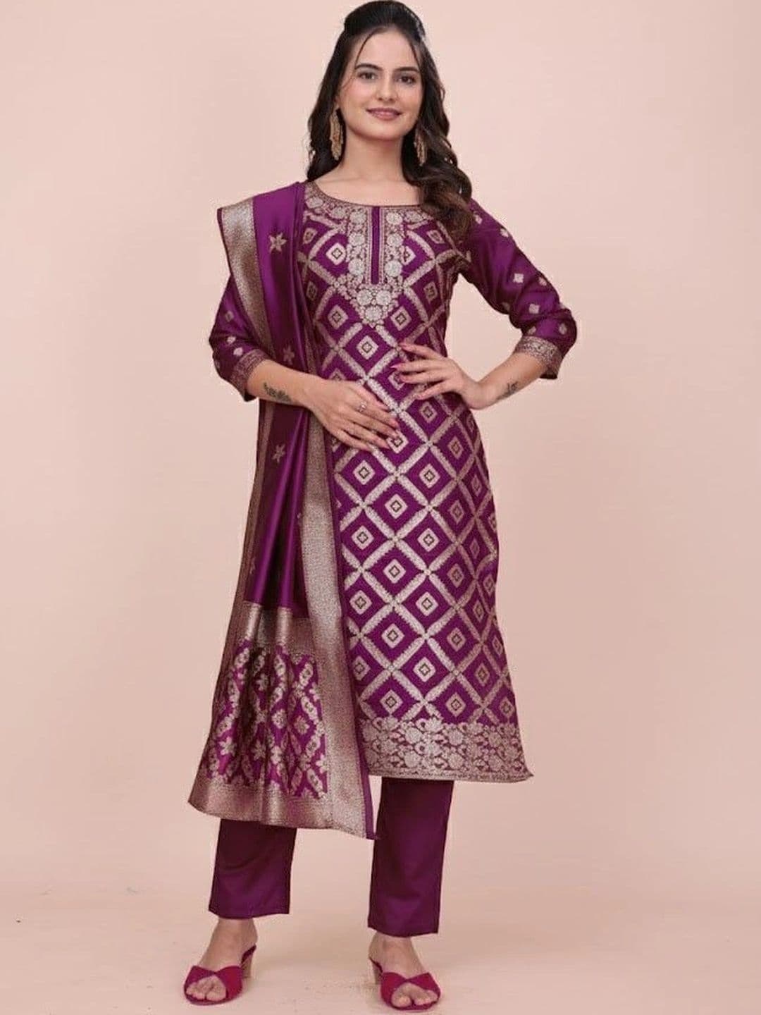 kantuba Art Silk Unstitched Dress Material - view 1
