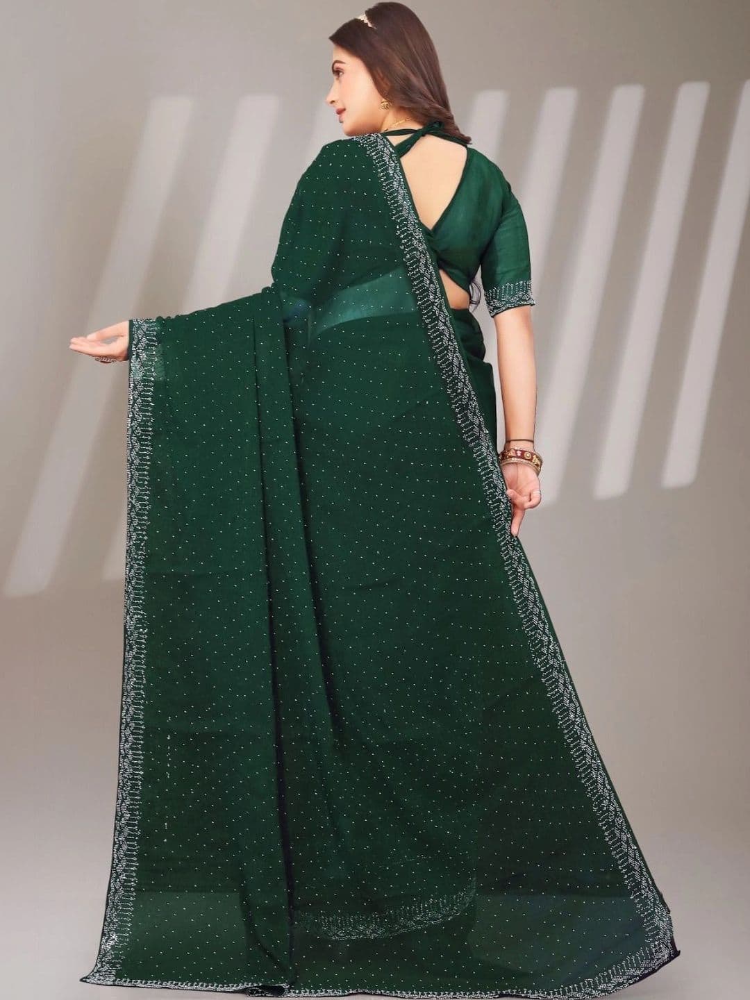PRANU TRENDS Poly Chiffon Saree thumbnail 5