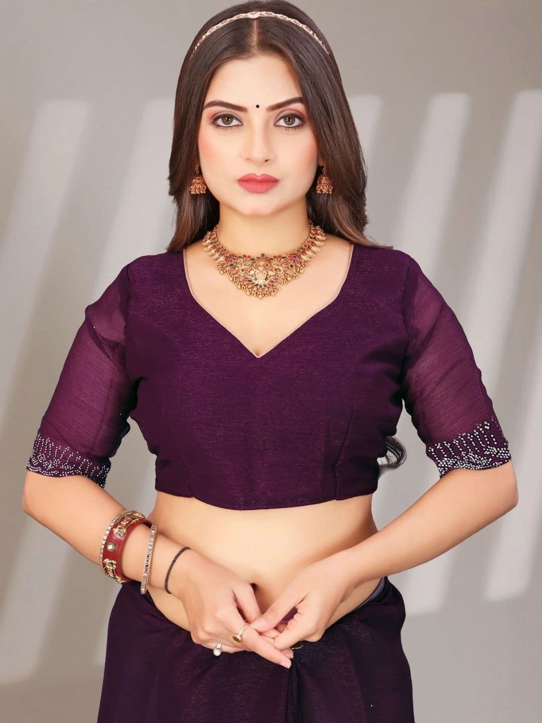 PRANU TRENDS Poly Chiffon Saree thumbnail 5