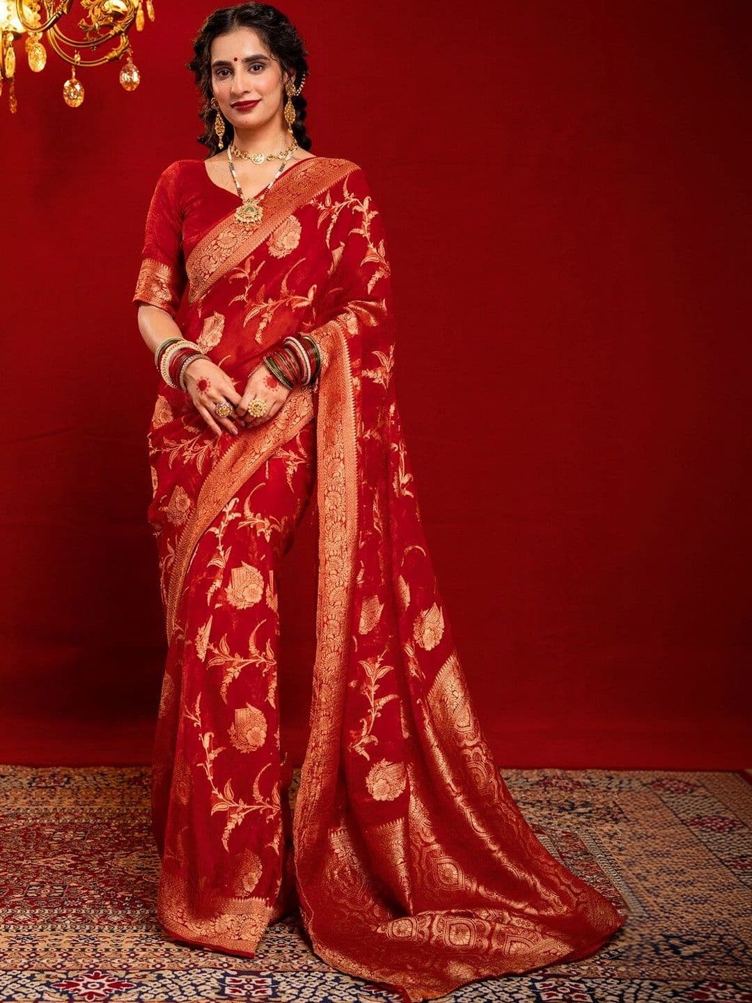 Satrani Zari Woven Tissue Saree with Blouse Piece - view 1