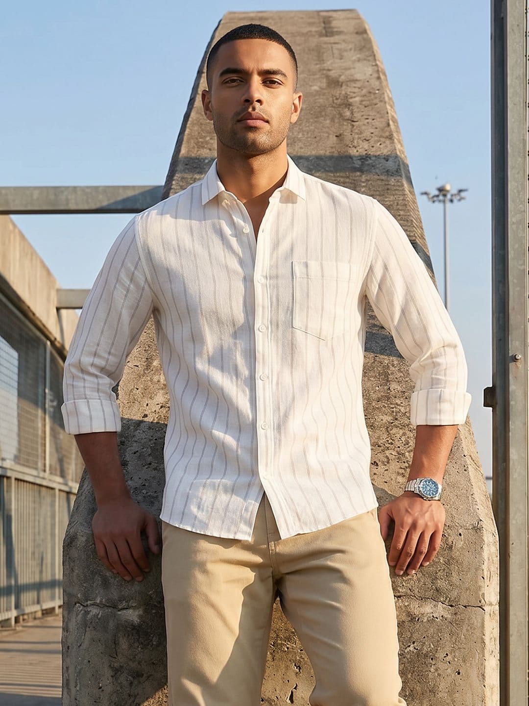 Roadster Life Co.Cotton Linen Striped Shirt thumbnail 4