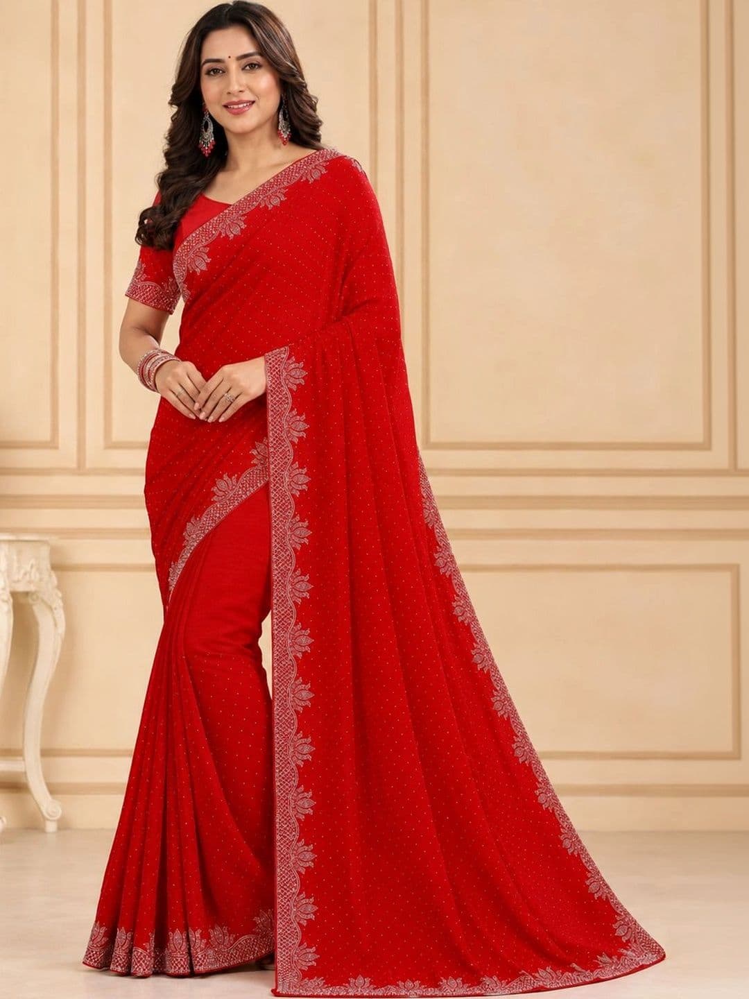 RENBRIZA Poly Georgette Saree thumbnail 2