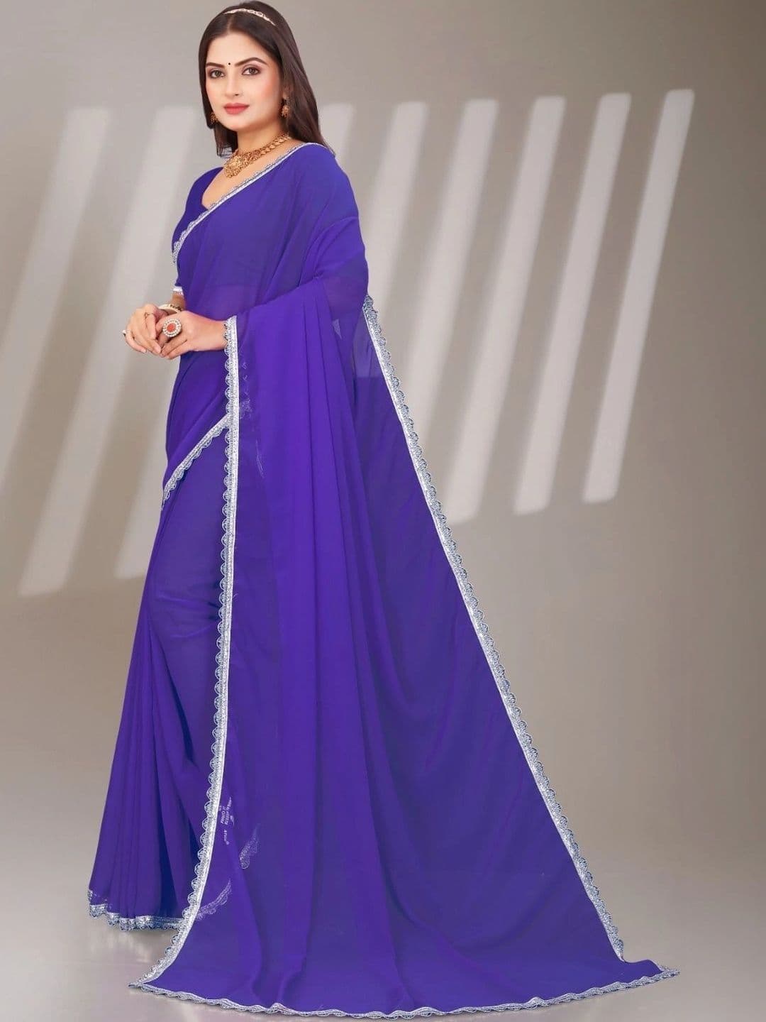 PRANU TRENDS Poly Chiffon Saree thumbnail 2