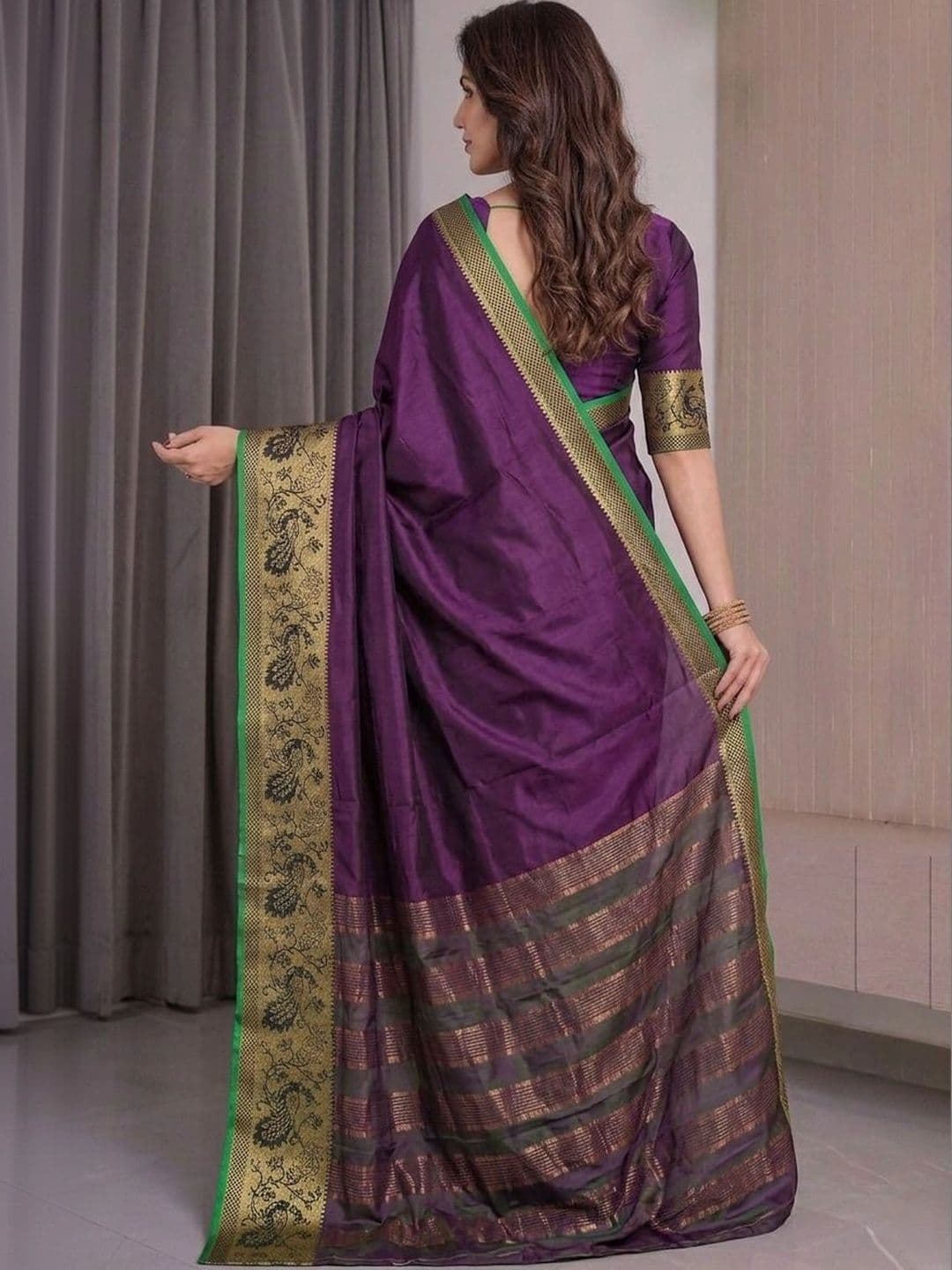 Owee Woven Design Zari Silk Cotton Designer Saree thumbnail 4