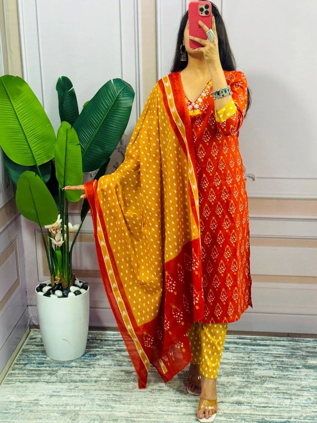 SRF KURTI HUB Women Ethnic Motifs Printed Regular Thread Work Kurta with Trousers & With Dupatta - view 1
