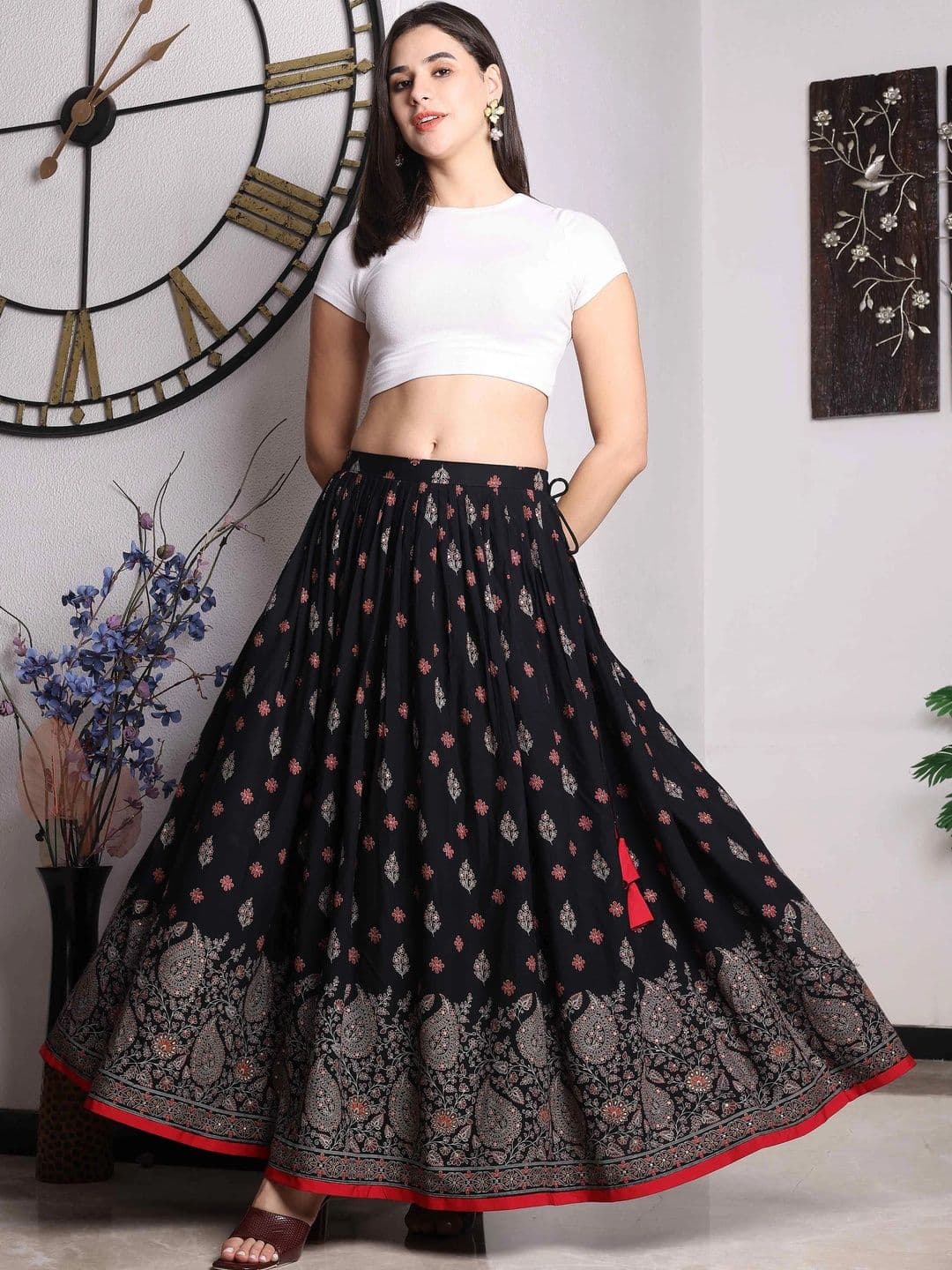 YANAMORA Women Paisley Maxi Flared Skirt thumbnail 7