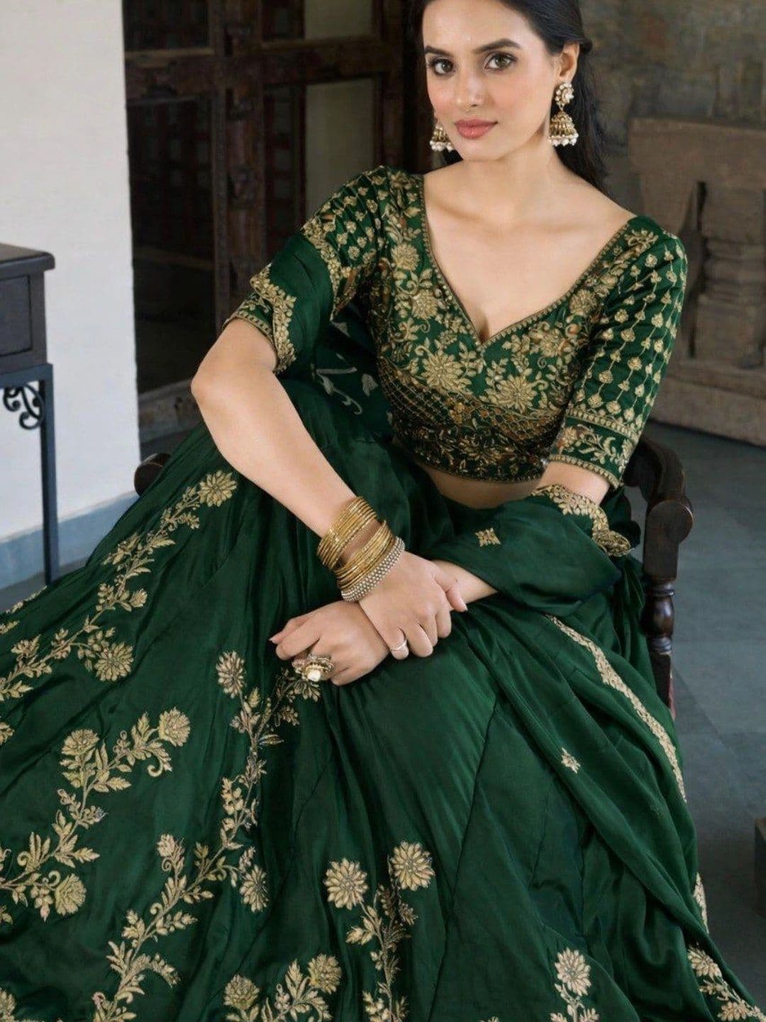 RUNAYA NX Embroidered Ready to Wear Lehenga & Unstitched Blouse With Dupatta thumbnail 4