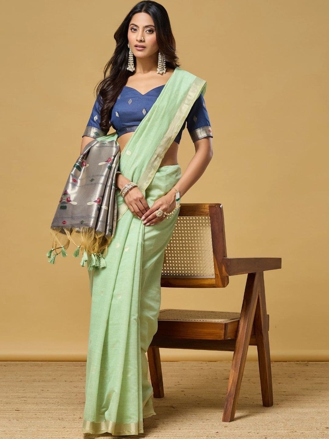 kasee Woven Design Zari Silk Cotton Designer Saree - view 1