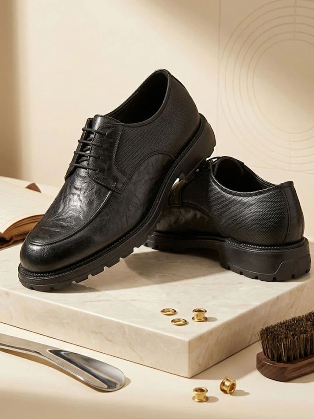 House of Pataudi Men Textured Formal  Derbys thumbnail 3