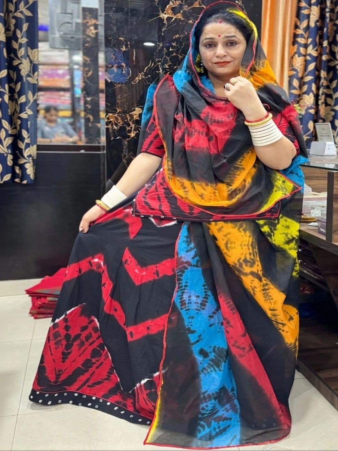 Himani Export Dyed Tie and Dye Unstitched Lehenga & Blouse With Dupatta - view 1