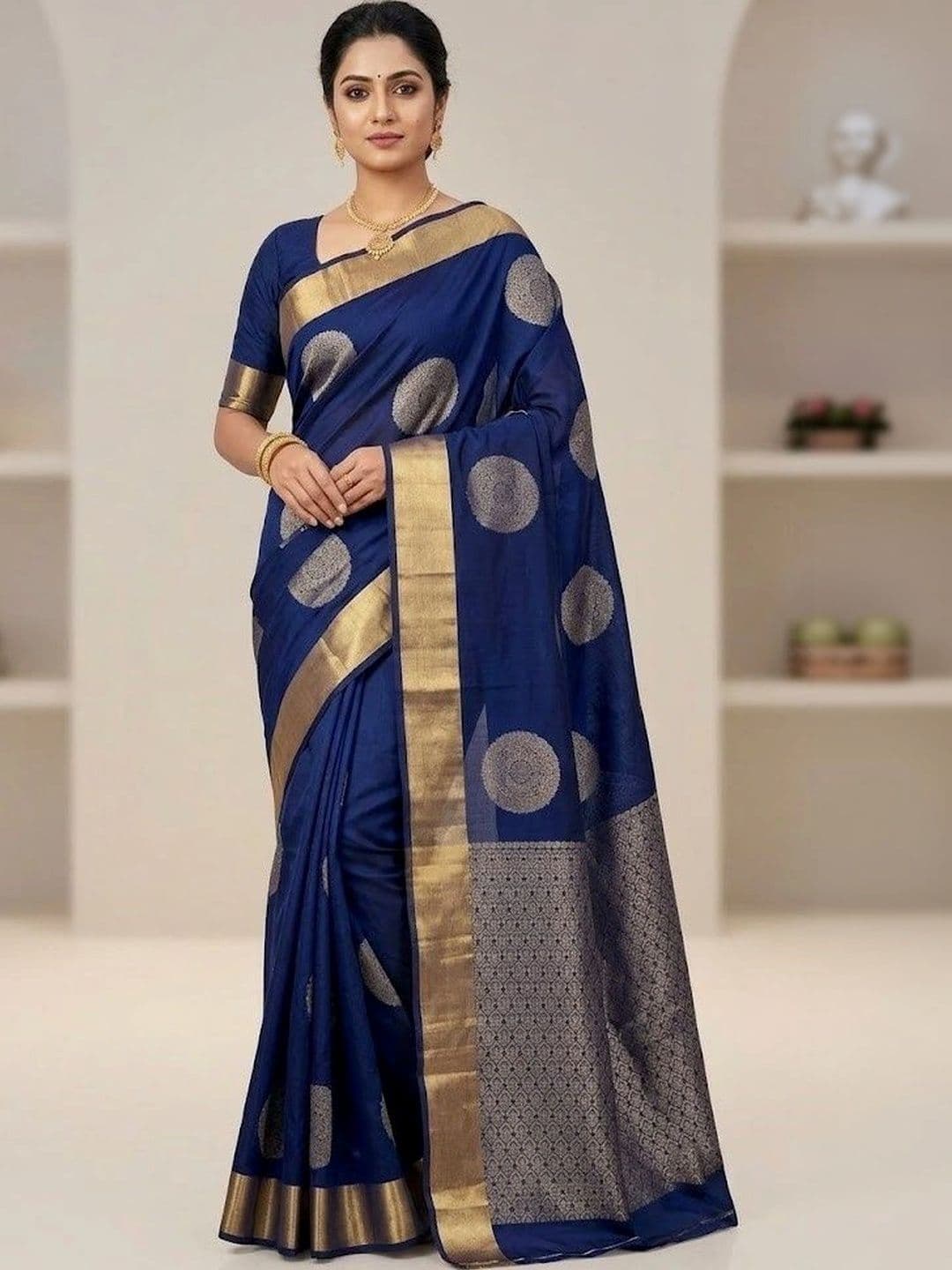 RUTVA FASHION Woven Design Zari Art Silk Banarasi Saree - view 1