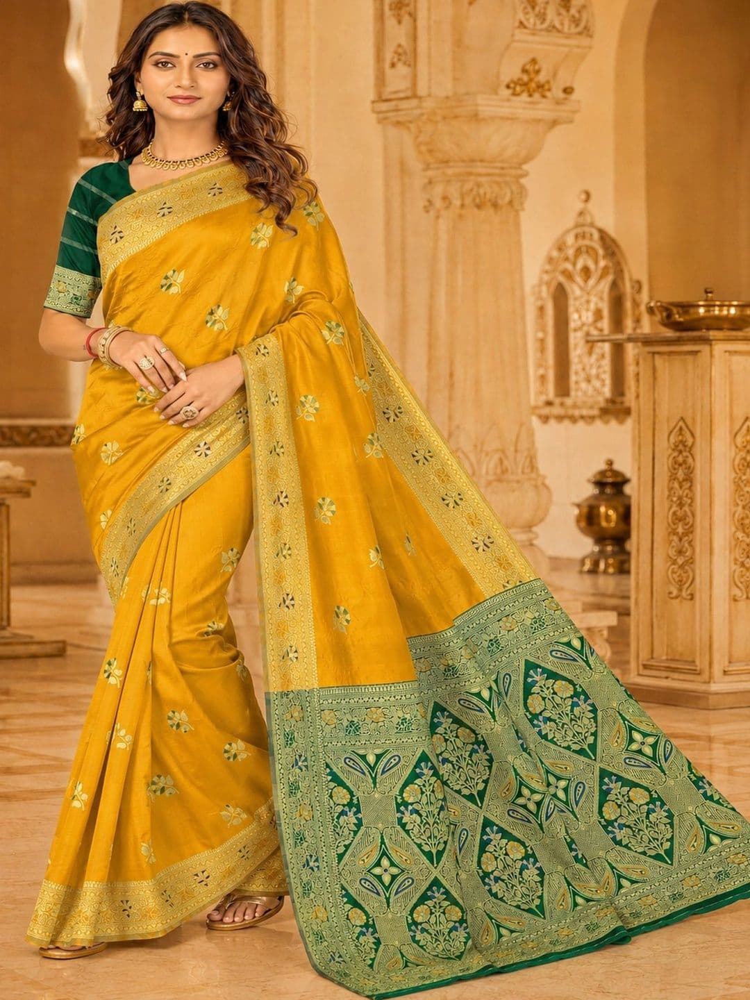 Dimaxi Vastra Woven Design Zari Silk Blend Kota Saree thumbnail 4