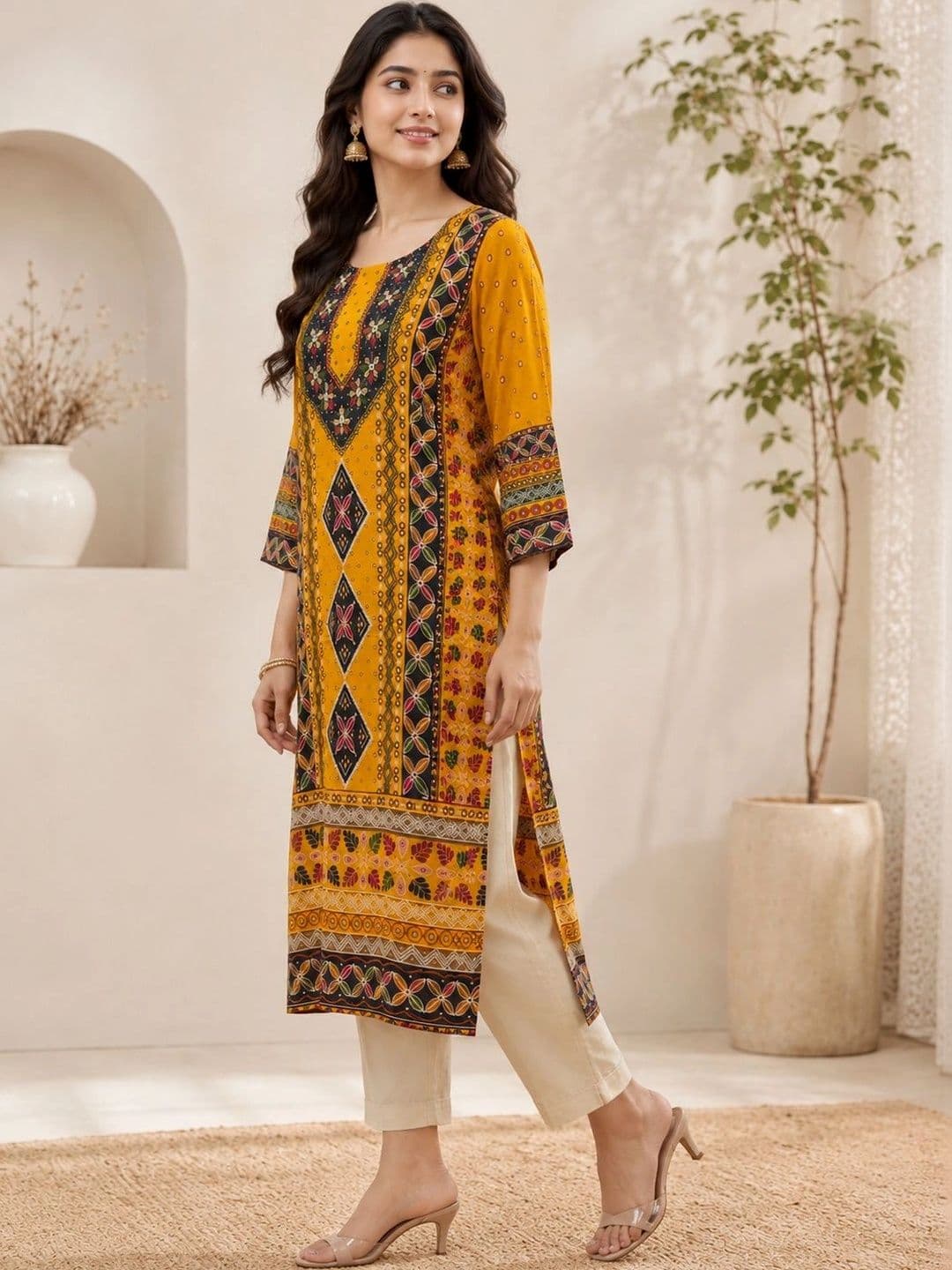 Anouk Women Ethnic Motifs Printed Indie Prints Kurta thumbnail 3