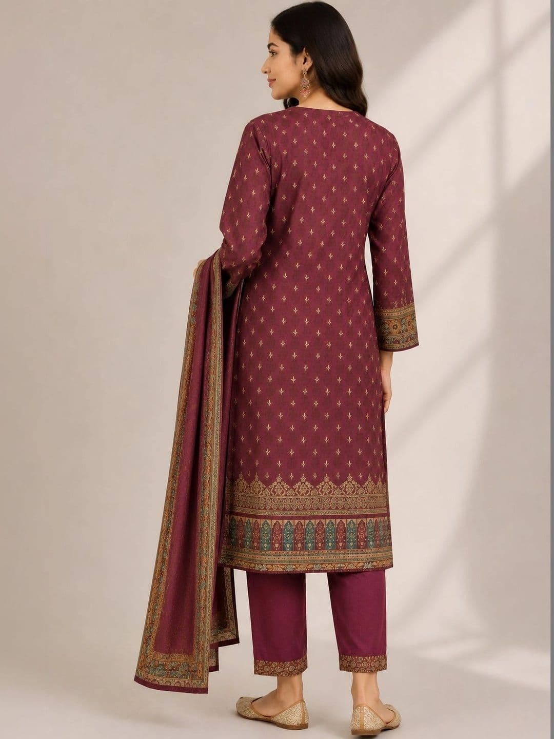 Wool's Kart Women Ethnic Motifs Printed Regular Kurta with Trousers & With Dupatta thumbnail 2