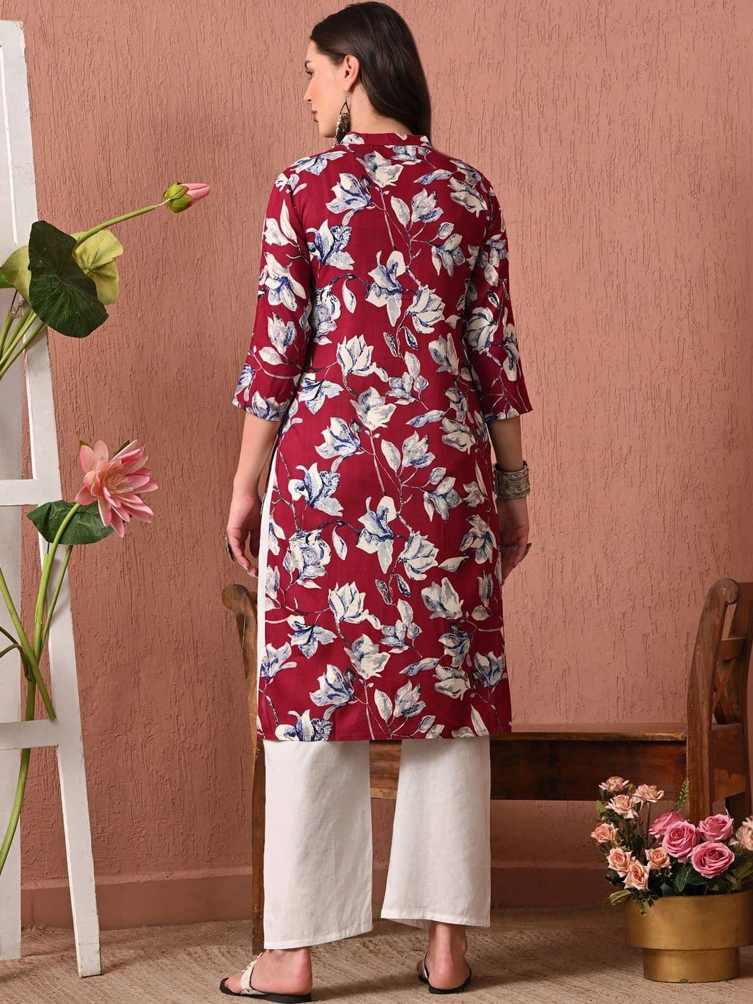 HERE&NOW Women Floral Printed Floral Kurta thumbnail 7