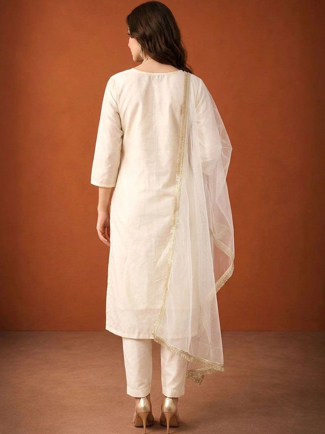 SAINOOR Women Ethnic Motifs Printed Regular Thread Work Kurta with Trousers & With Dupatta thumbnail 2