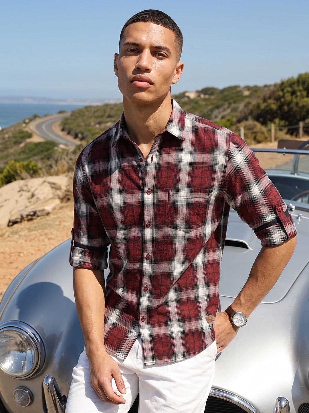 Roadster Life Co. Textured Weave Checked Shirt thumbnail 2