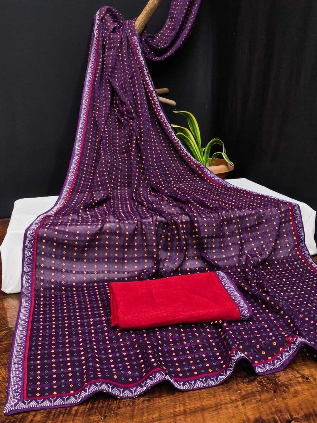 PRANU TRENDS Bandhani Poly Georgette Saree thumbnail 2