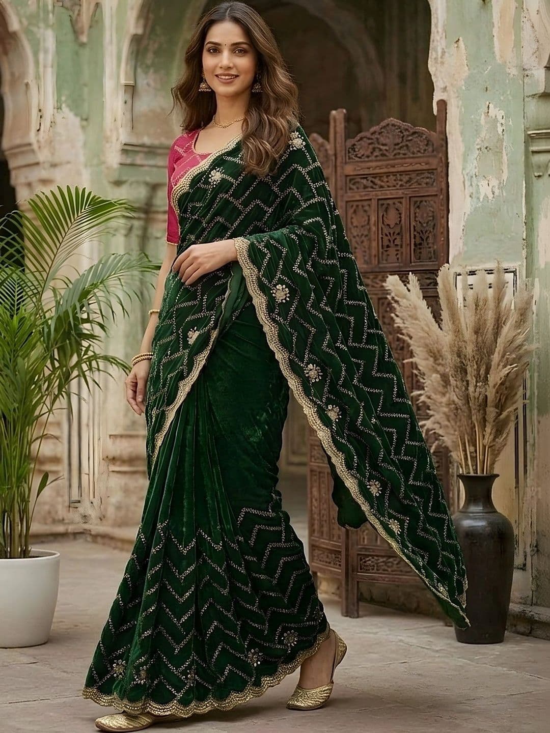 all about you Embellished Embroidered Silk Blend Saree thumbnail 4