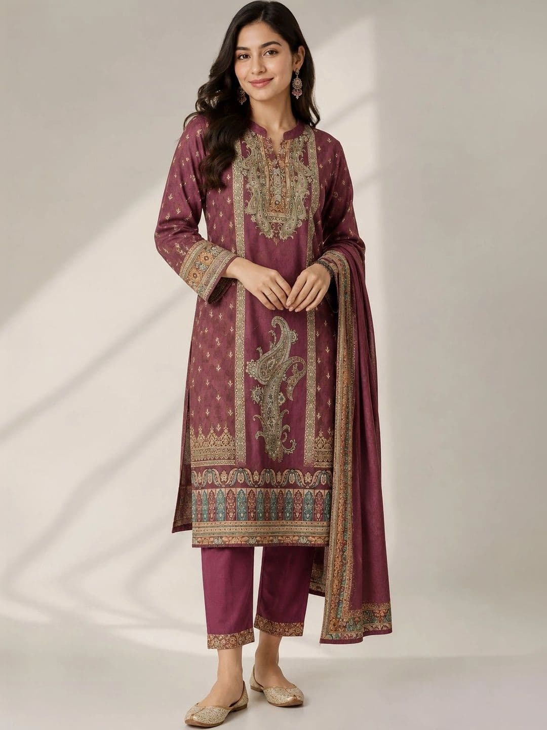 Wool's Kart Women Ethnic Motifs Printed Regular Kurta with Trousers & With Dupatta thumbnail 3