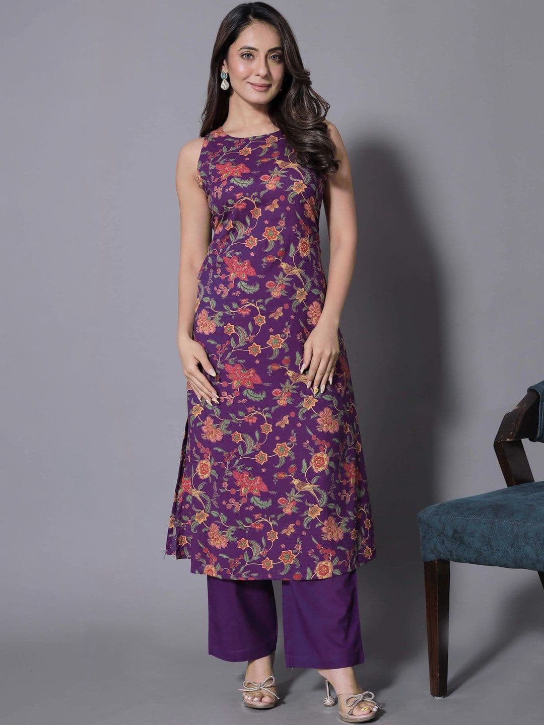 all about you Women Floral Printed Regular Kurta with Palazzos thumbnail 2