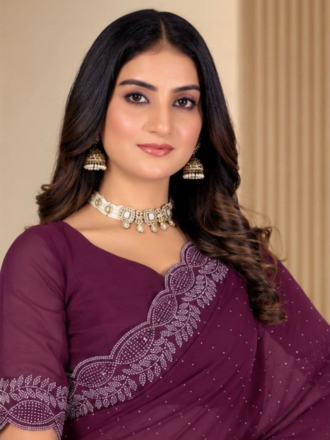 RENBRIZA Poly Georgette Saree thumbnail 5