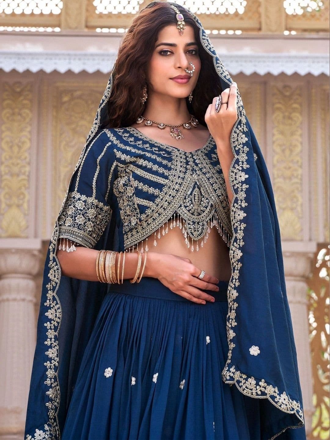 Shree Ram Creation Women Embroidered Sequinned Ready to Wear Lehenga & Blouse With Dupatta thumbnail 5