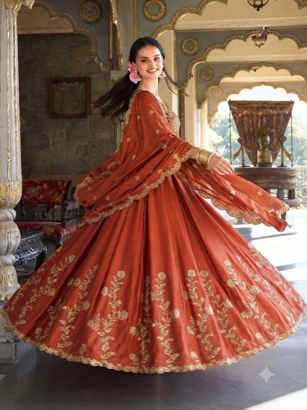 VASTRYN Embroidered Ready to Wear Lehenga & Unstitched Blouse With Dupatta thumbnail 2