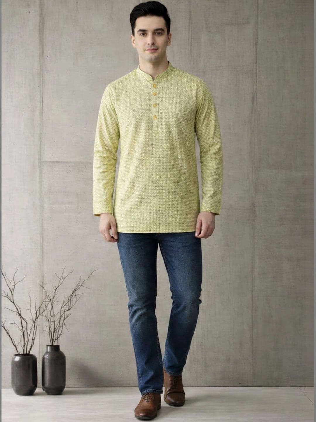 Anouk Men Checked Kurta thumbnail 5