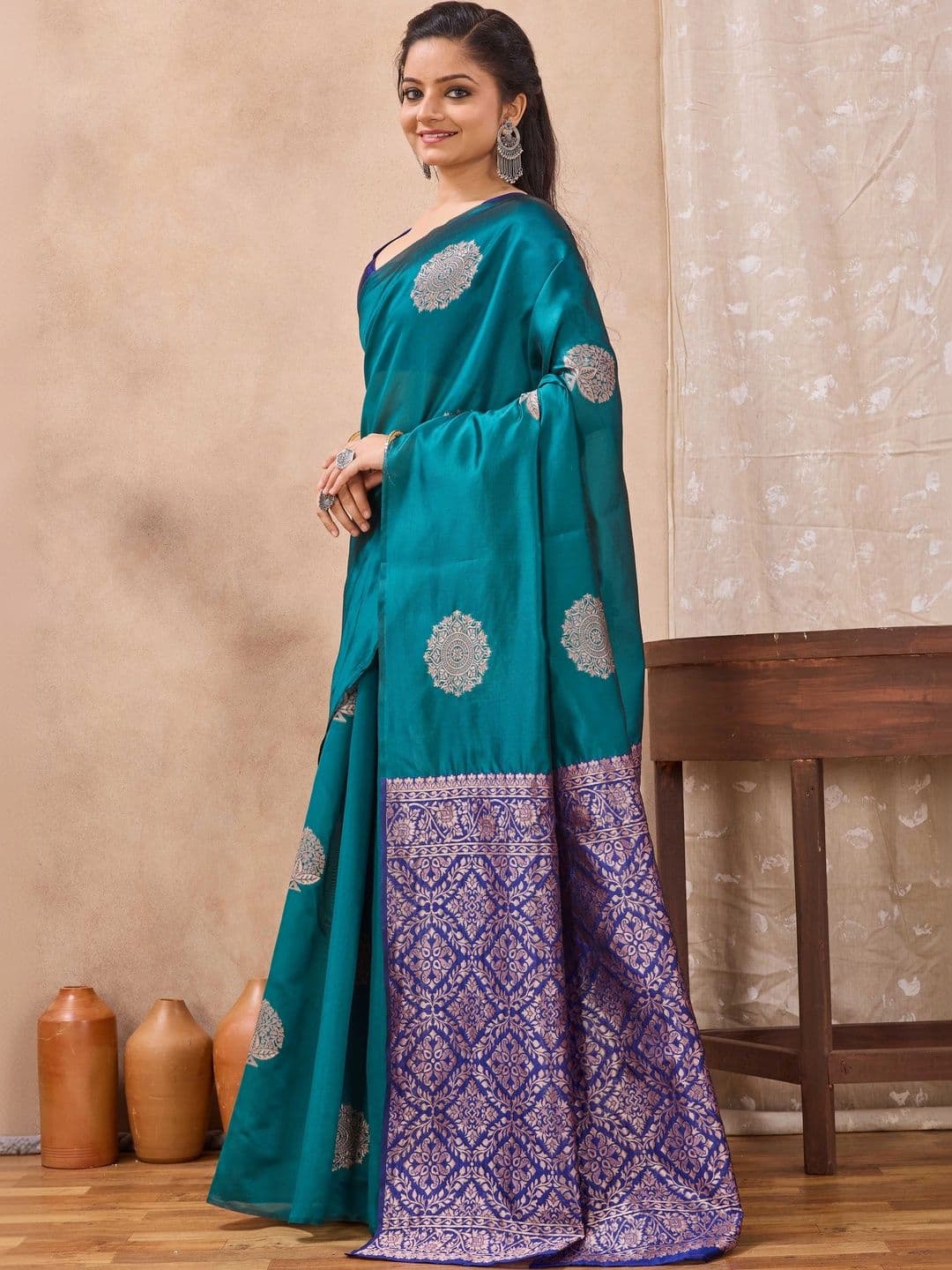 FIXAL FASHION Woven Design Zari Art Silk Saree thumbnail 4
