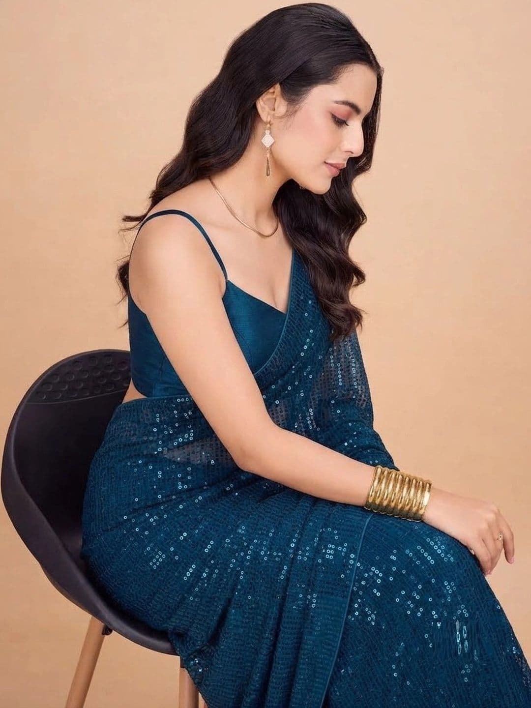 SZN Embellished Sequinned Designer Saree thumbnail 3
