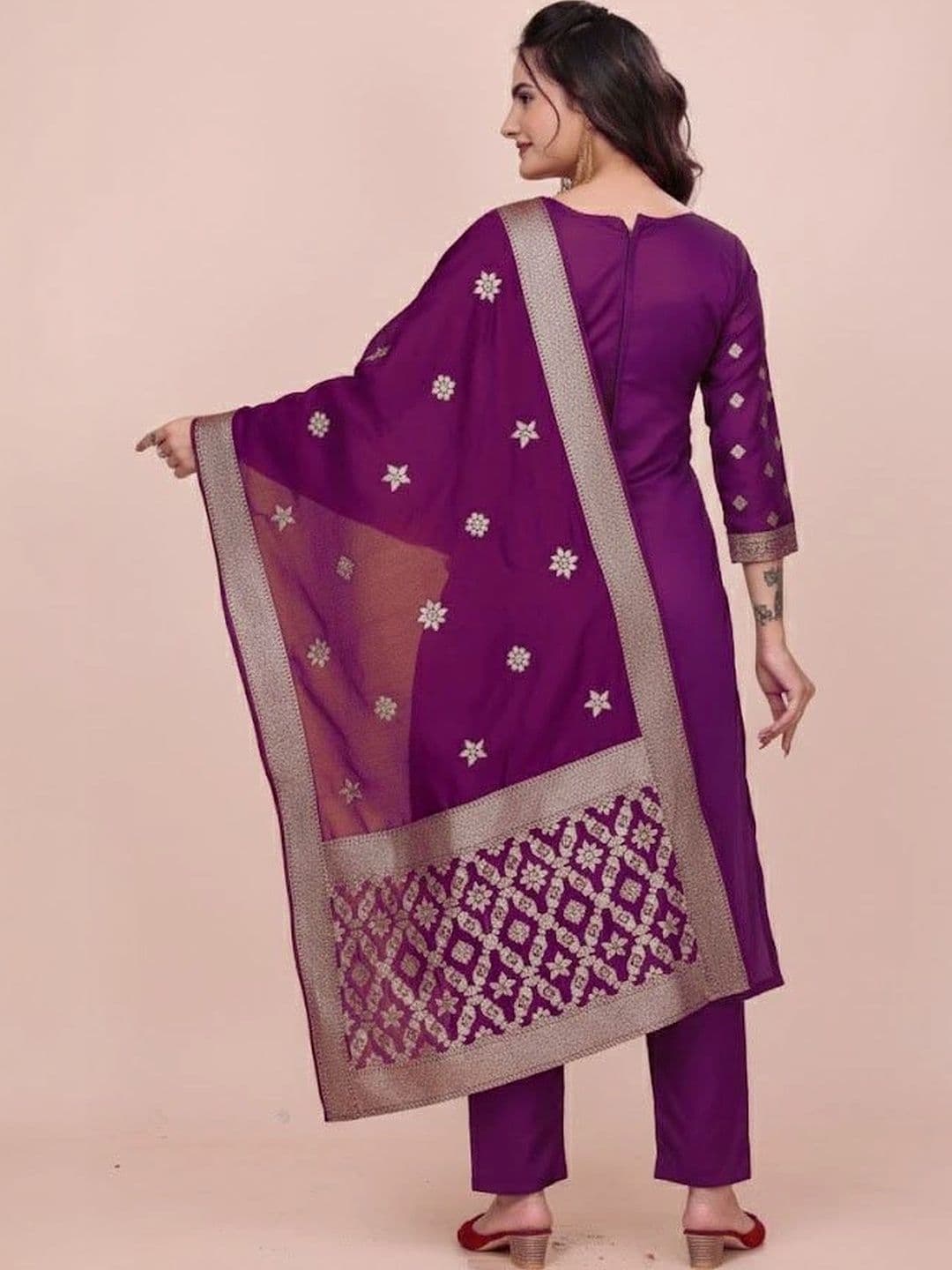 kantuba Art Silk Unstitched Dress Material thumbnail 3