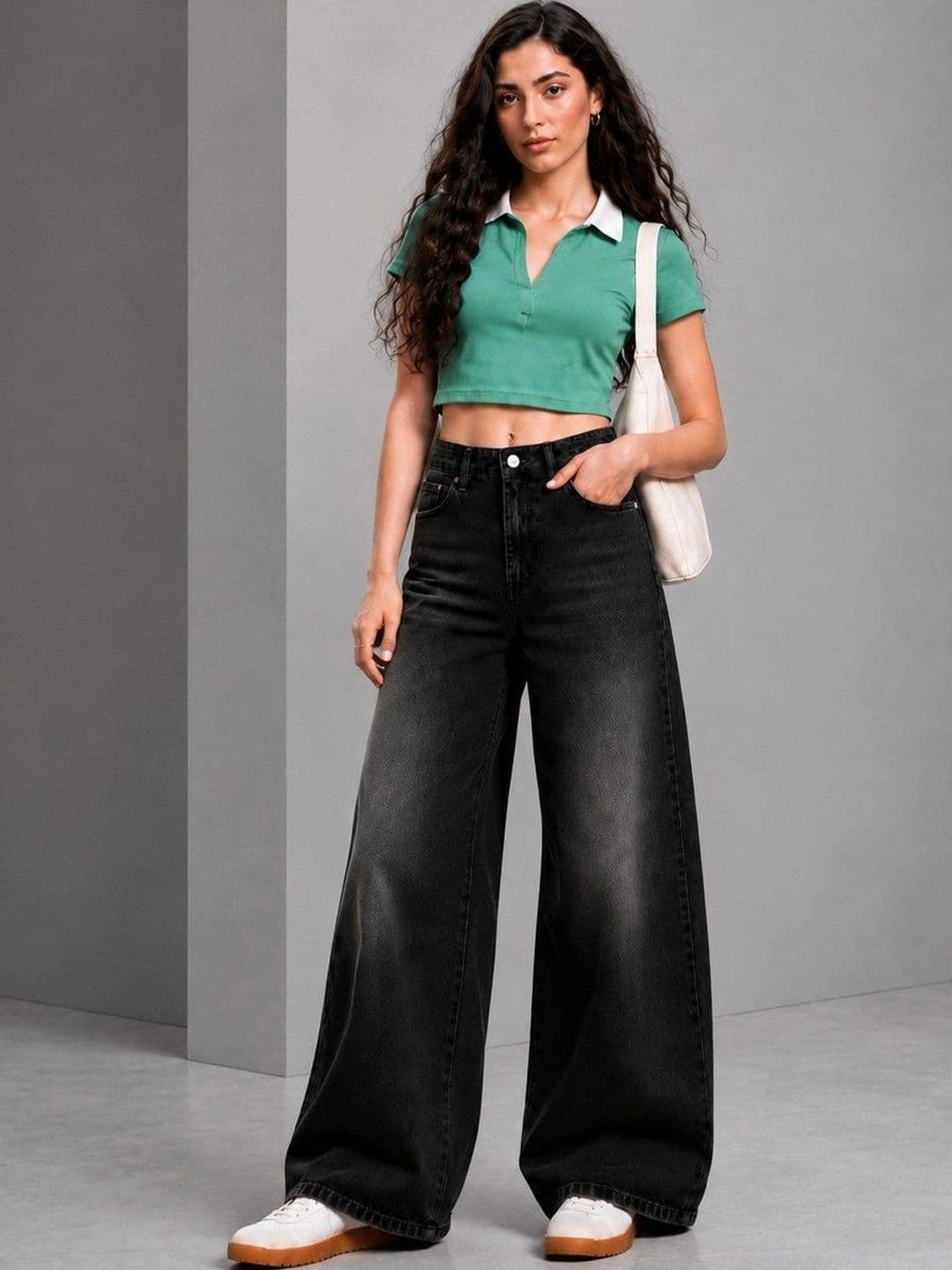 DressBerry Women Comfort Wide Leg High-Rise Low Distress Light Fade Stretchable Jeans thumbnail 2