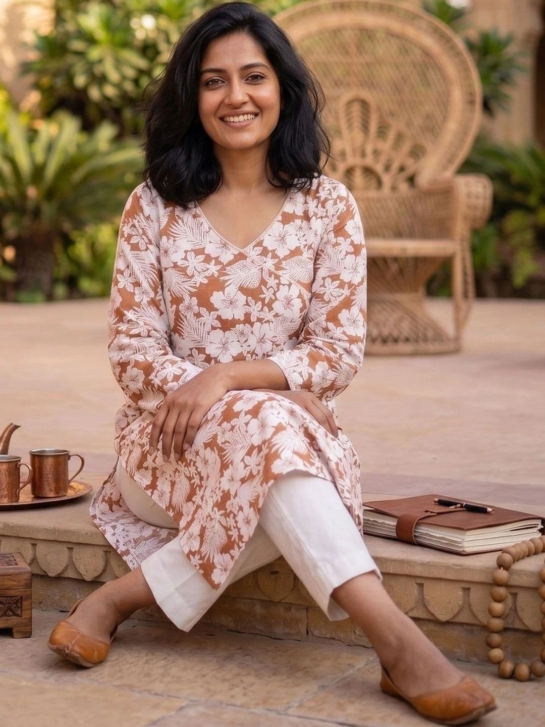 KALINI Women Floral Printed Indie Florals Kurta thumbnail 3