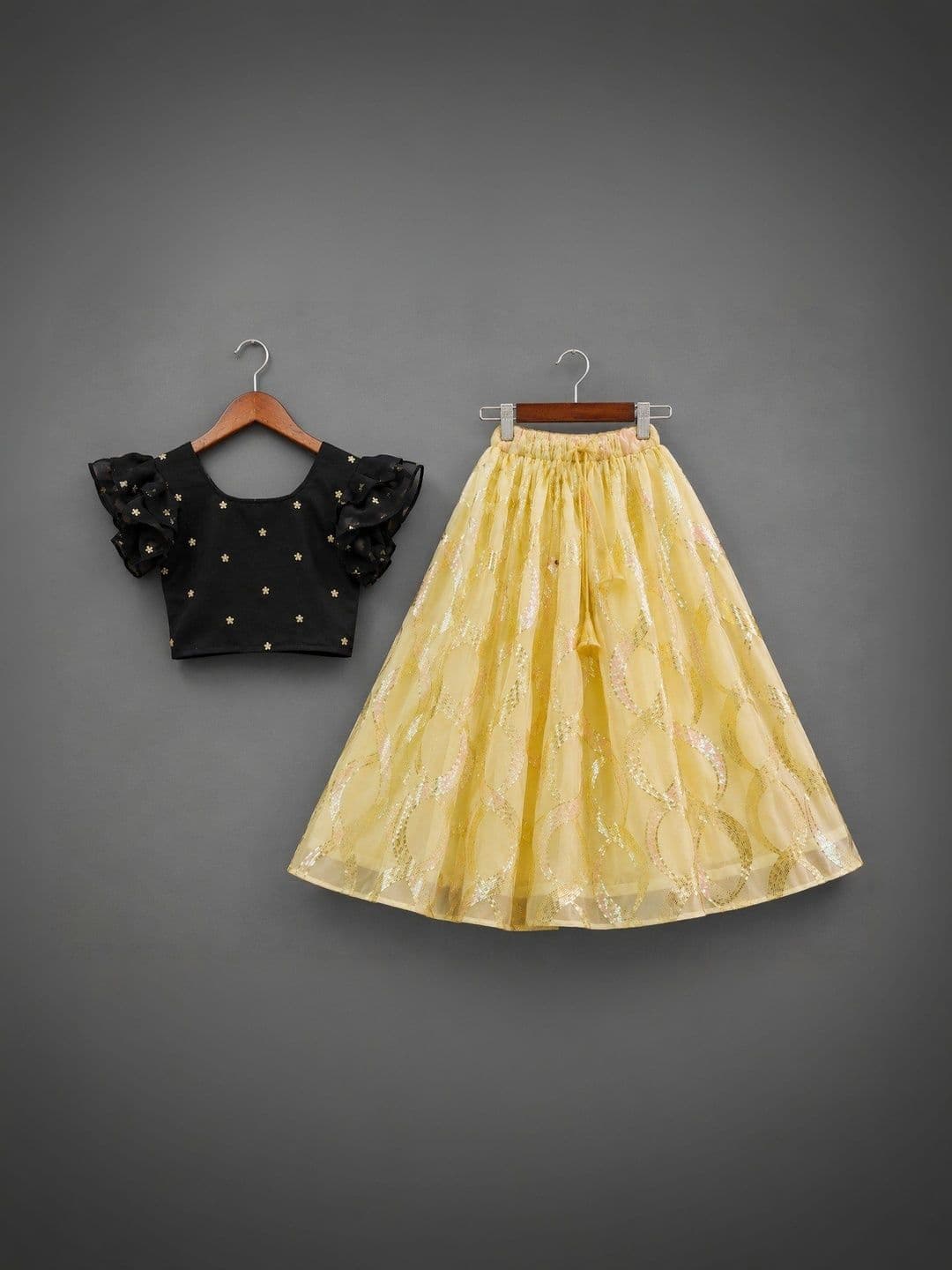 Poppy & Munchkin Girls Embellished Sequinned Ready to Wear Lehenga thumbnail 5
