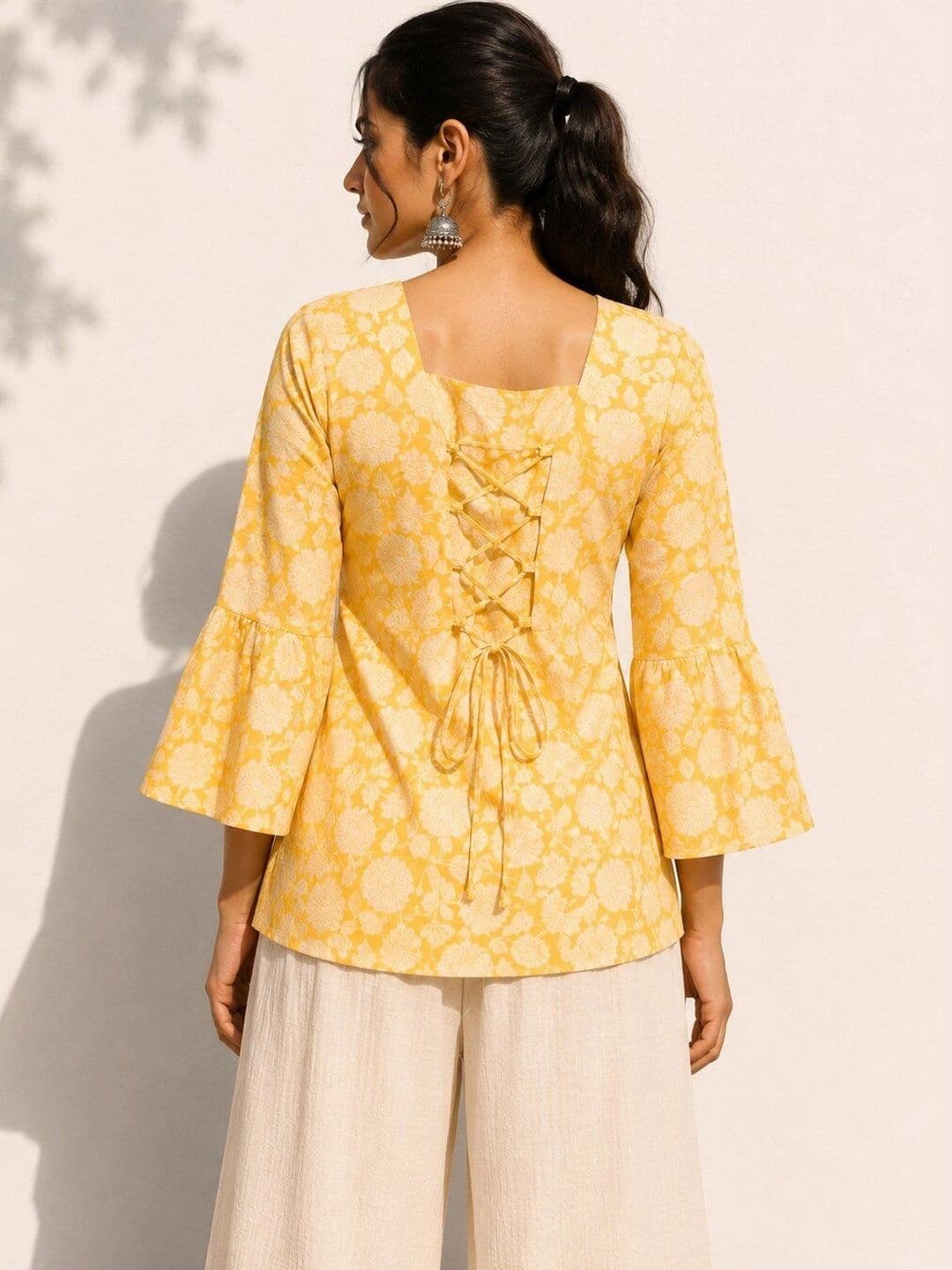 Purnova Women Floral Printed Flared Sleeves Floral Kurta thumbnail 3