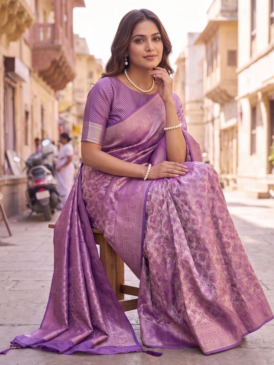 SOURAGYA Woven Design Zari Silk Blend Banarasi Saree thumbnail 2