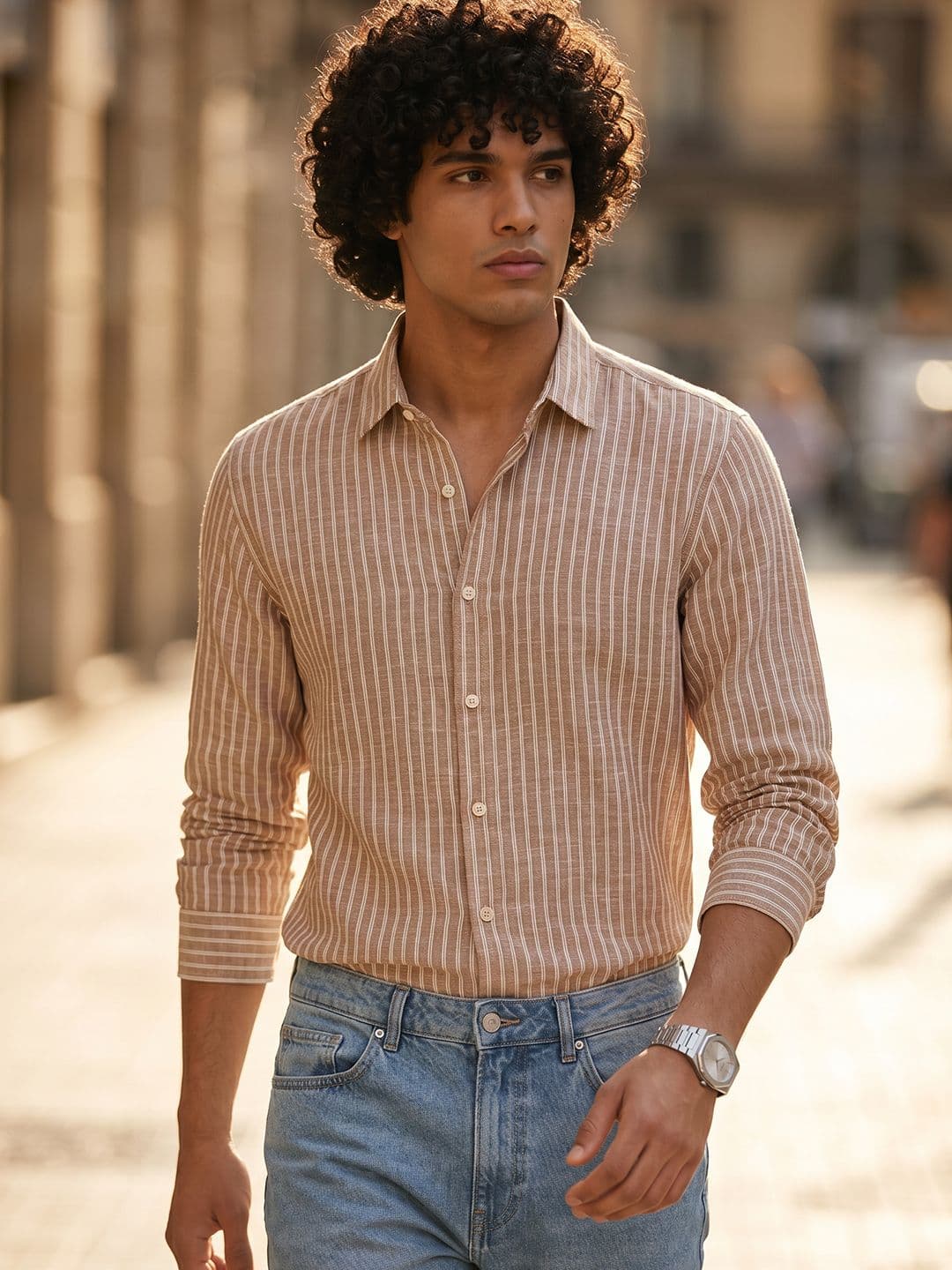 Roadster Life Co.Cotton Linen Striped Shirt thumbnail 5
