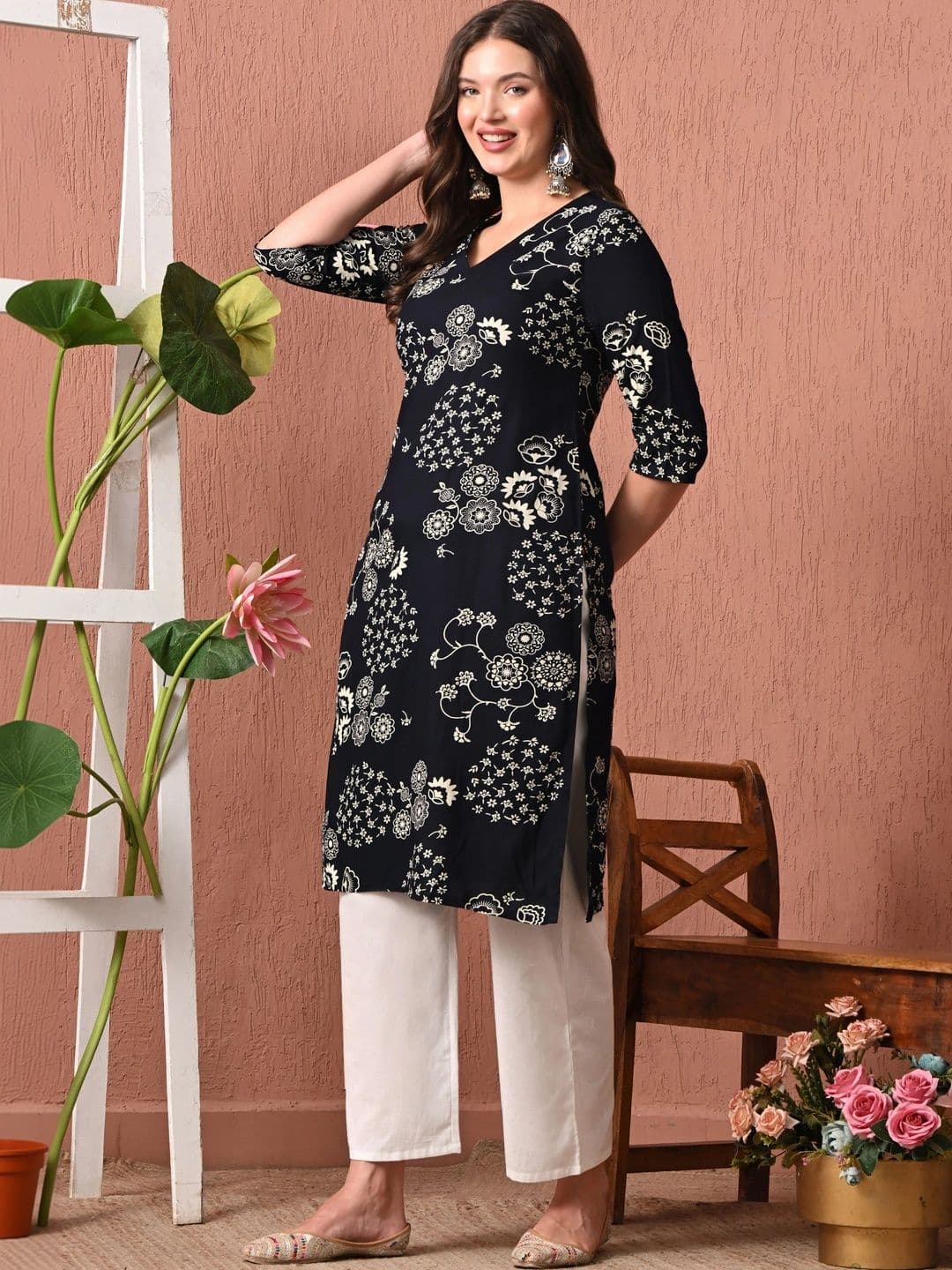 HERE&NOW Women Floral Printed Indie Florals Kurta thumbnail 5