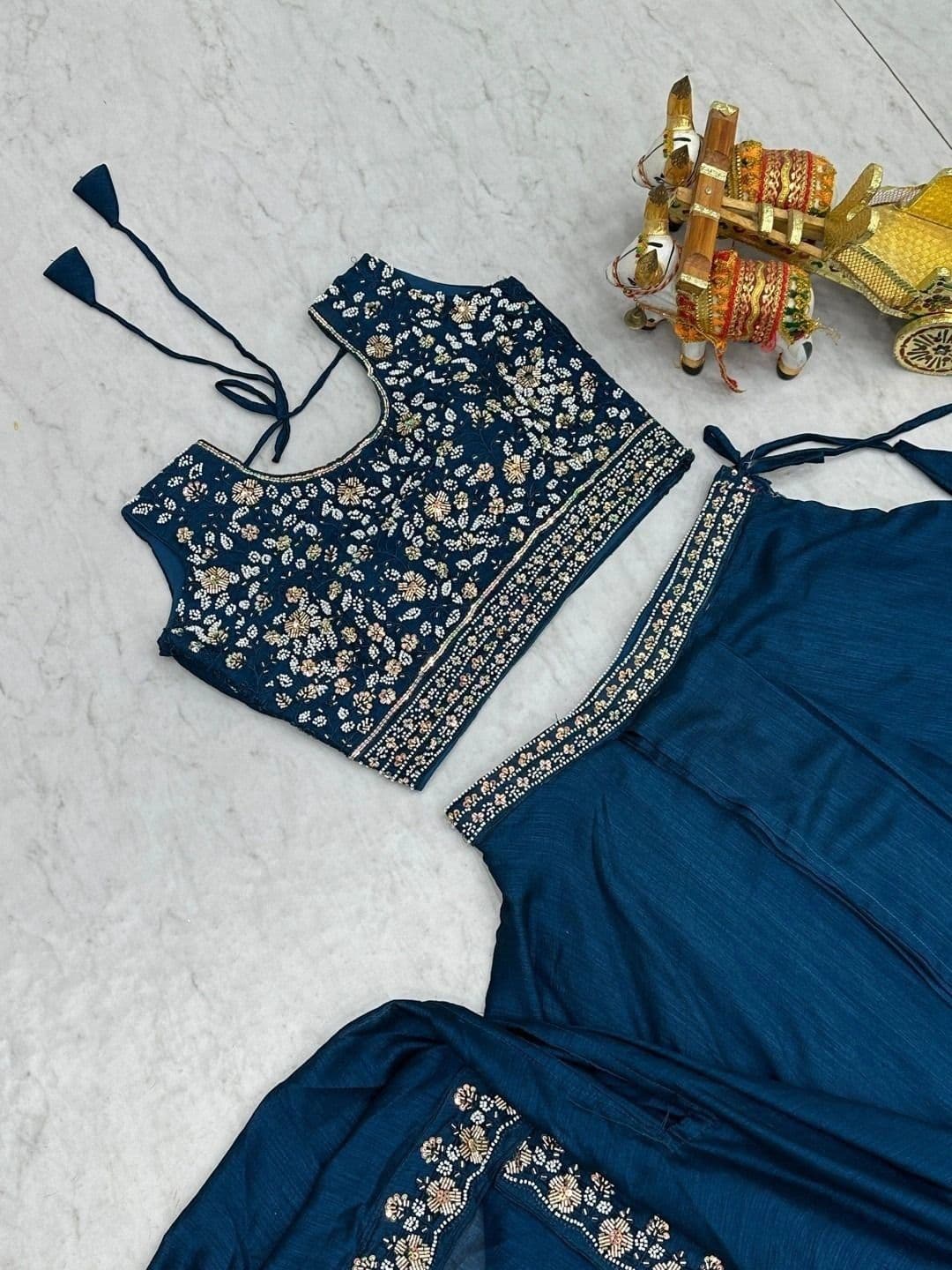 Shree Ram Creation Embroidered Thread Work Ready to Wear Lehenga & Blouse With Dupatta thumbnail 2