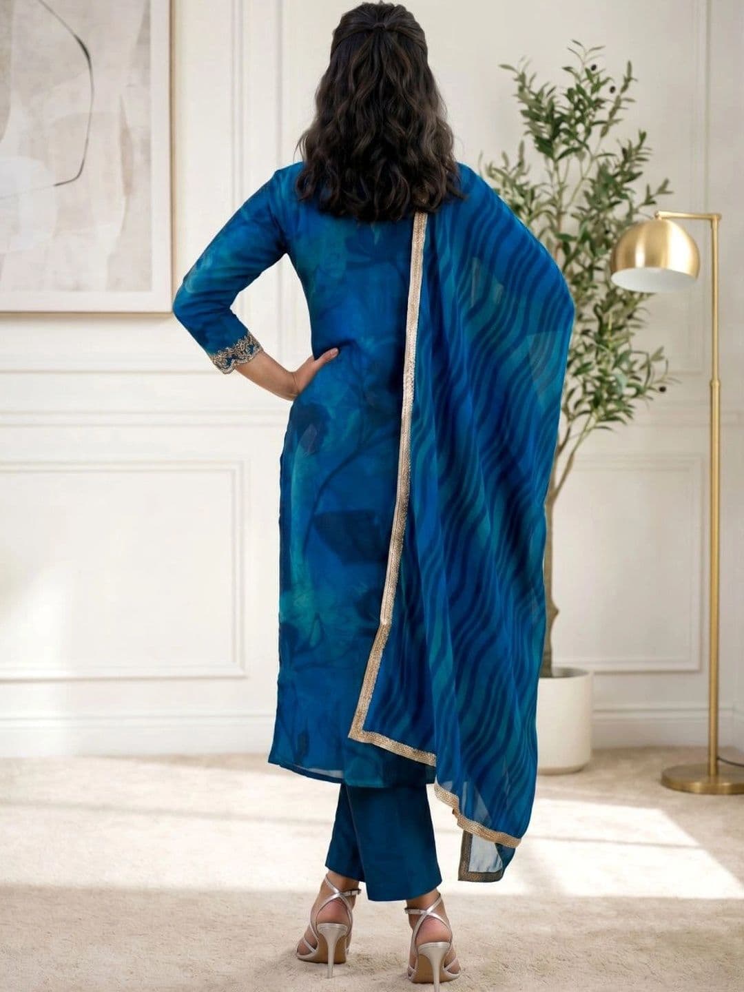 NAZARIA Women Ethnic Motifs Embroidered Regular Thread Work Kurta with Trousers & With Dupatta thumbnail 6