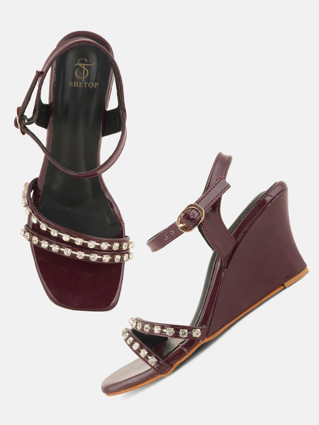 SHETOP Embellished Party Wedge Sandals thumbnail 2