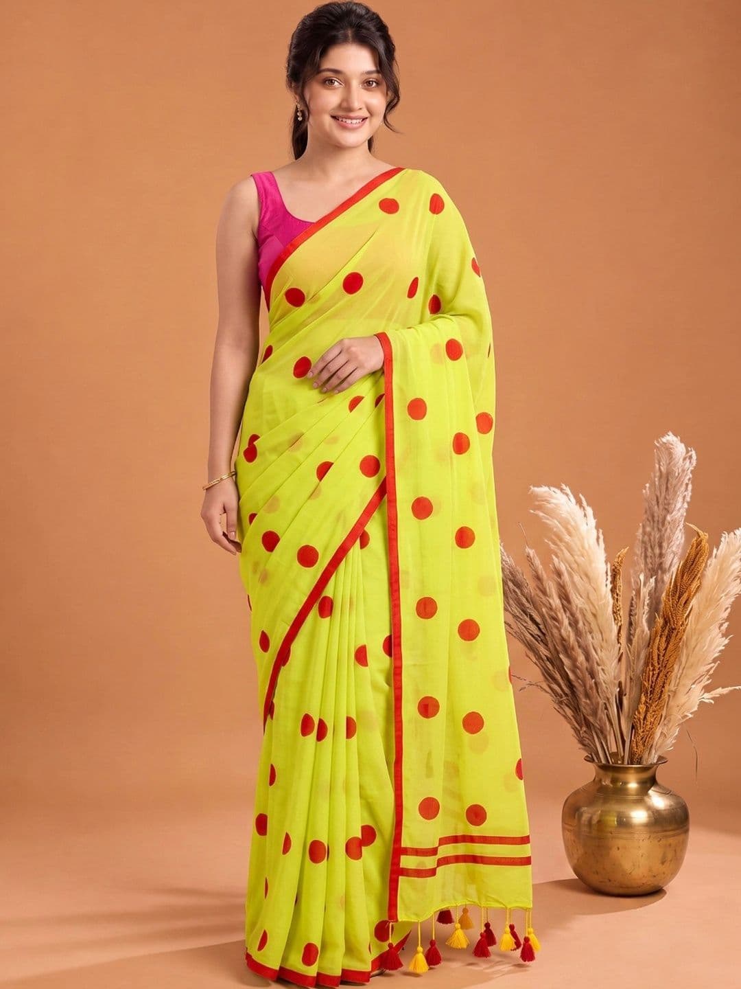 KALINI Polka Dot Pure Cotton Saree - view 1