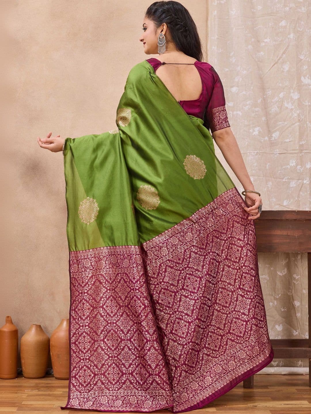 FIXAL FASHION Woven Design Zari Art Silk Saree thumbnail 3