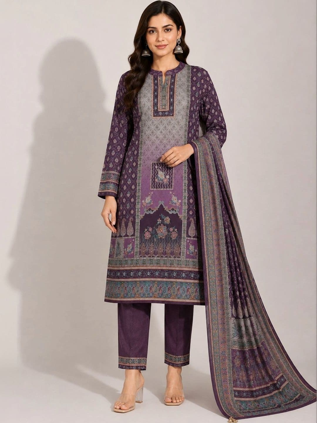 Wool's Kart Women Ethnic Motifs Printed Regular Kurta with Trousers & With Dupatta - view 1