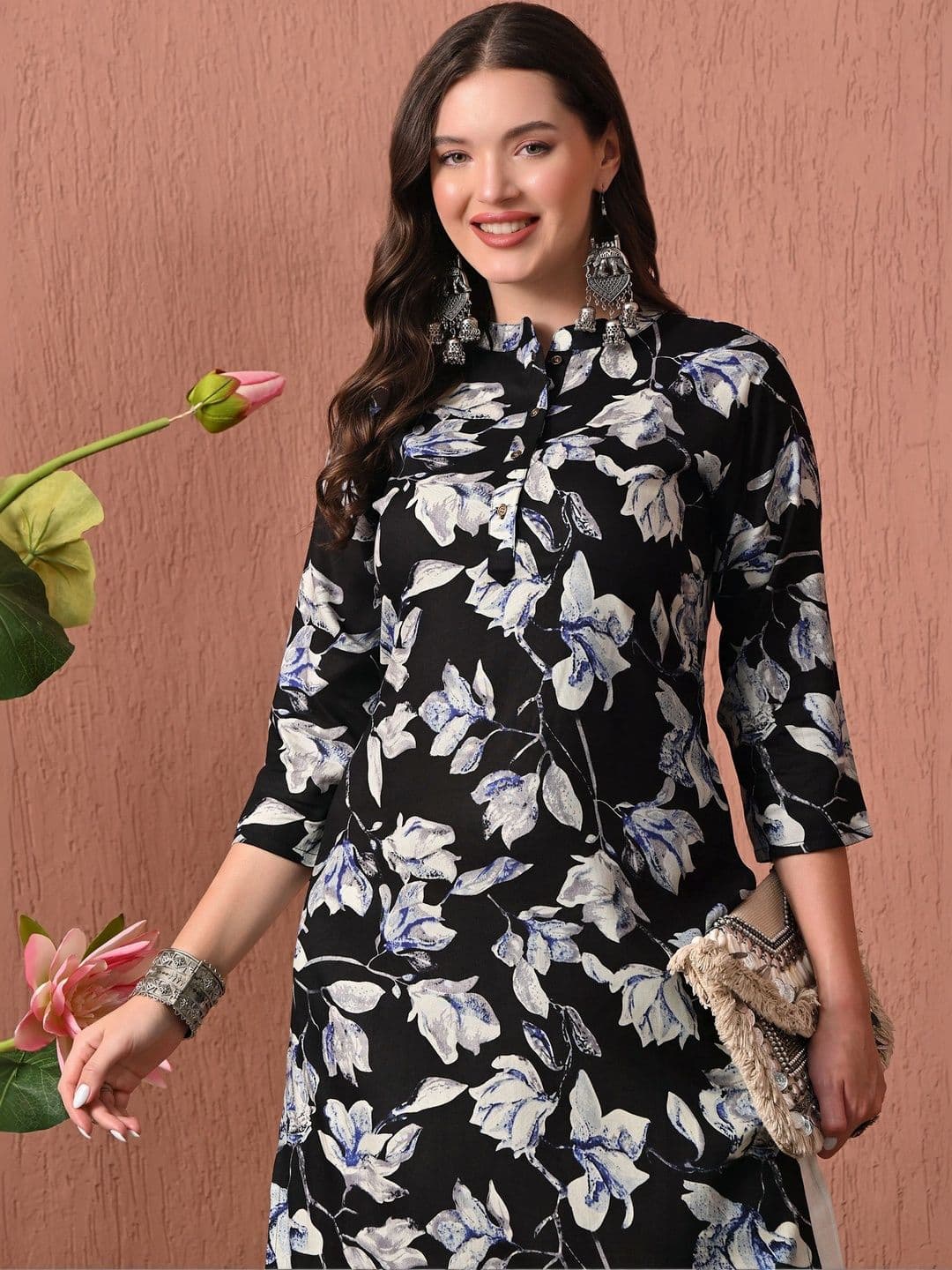 HERE&NOW Women Floral Printed Floral Kurta thumbnail 3