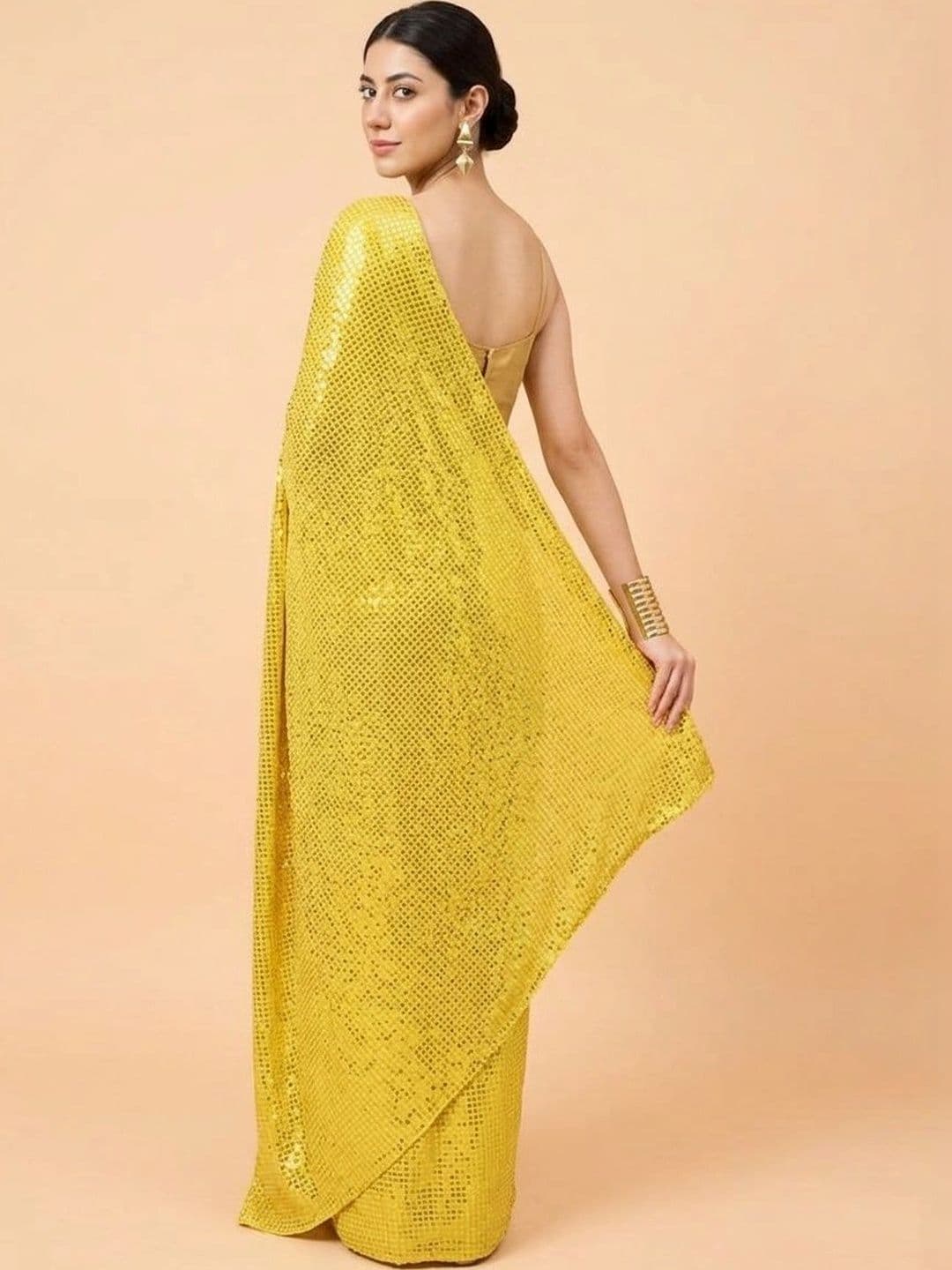 SZN Embellished Sequinned Poly Georgette Designer Saree thumbnail 5