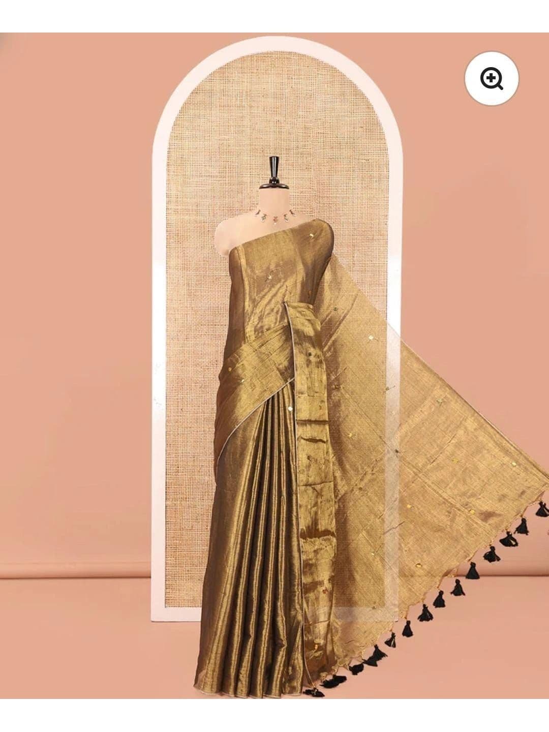 Sangria Ethnic Motifs Sequinned Tissue Chanderi Saree thumbnail 3