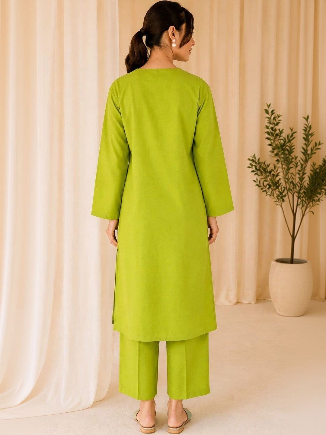 RAJAM Women Regular Kurta with Trousers thumbnail 2