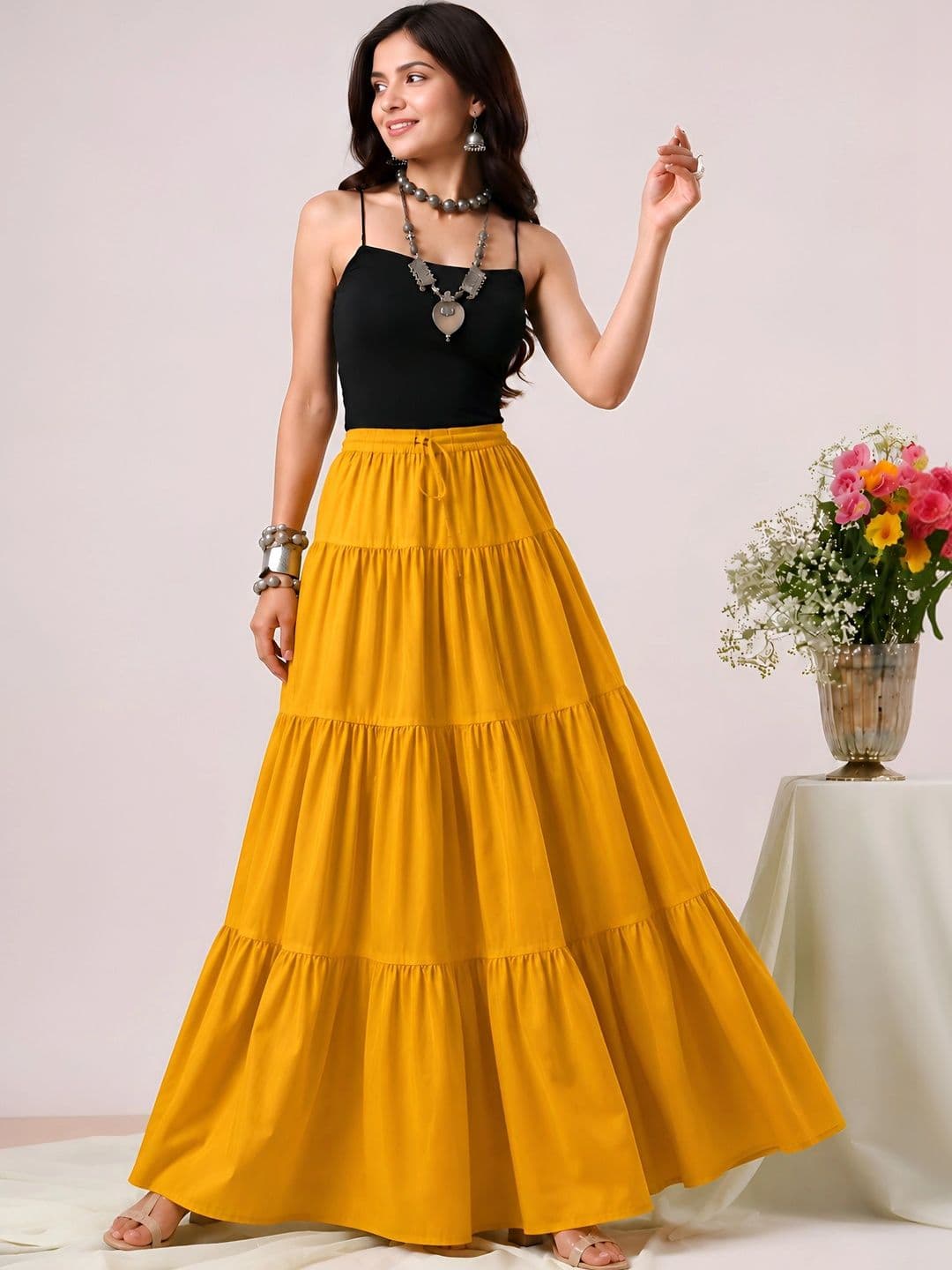 HARAYE Women Tiered Maxi Tiered Skirt - view 1
